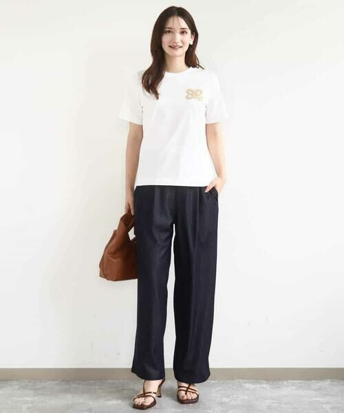 MK MICHEL KLEIN / エムケーミッシェルクラン カットソー | イニシャル刺繍コットンTシャツ/UVカット/接触冷感/洗える | 詳細7