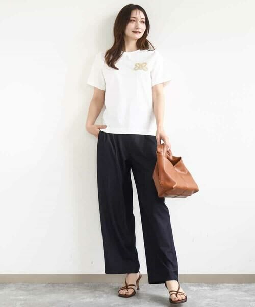 MK MICHEL KLEIN / エムケーミッシェルクラン カットソー | イニシャル刺繍コットンTシャツ/UVカット/接触冷感/洗える | 詳細8