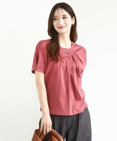 tシャツ 前釦デザインドルマンスリーブカットソー/接触冷感/洗える レディース 前釦デザインドルマンスリーブカットソー/接触冷感/洗える