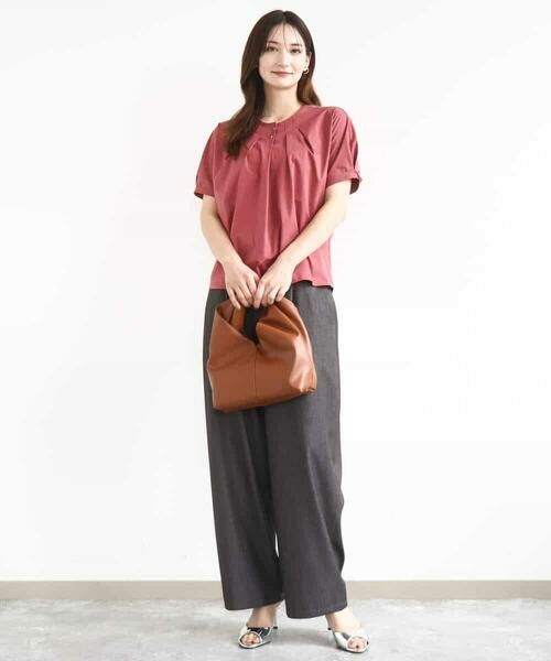 tシャツ 前釦デザインドルマンスリーブカットソー/接触冷感/洗える レディース 前釦デザインドルマンスリーブカットソー/接触冷感/洗える