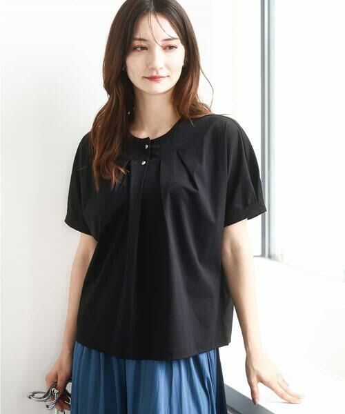 tシャツ 前釦デザインドルマンスリーブカットソー/接触冷感/洗える レディース 前釦デザインドルマンスリーブカットソー/接触冷感/洗える
