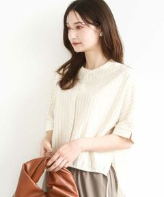 MK MICHEL KLEIN / エムケーミッシェルクラン カットソー | 先染めストライプ柄ドロストデザインカットソー/洗える