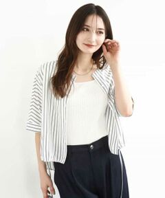 MK MICHEL KLEIN / エムケーミッシェルクラン カットソー | 先染めストライプ柄ドロストデザインカットソー/洗える