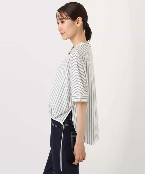 MK MICHEL KLEIN / エムケーミッシェルクラン カットソー | 先染めストライプ柄ドロストデザインカットソー/洗える | 詳細10