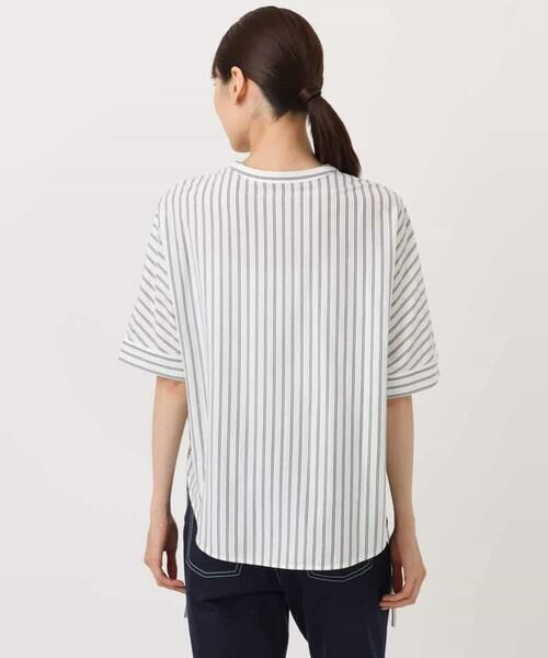 MK MICHEL KLEIN / エムケーミッシェルクラン カットソー | 先染めストライプ柄ドロストデザインカットソー/洗える | 詳細11