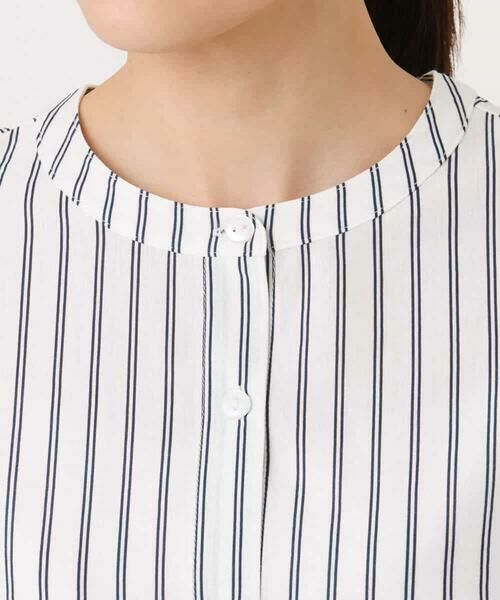 MK MICHEL KLEIN / エムケーミッシェルクラン カットソー | 先染めストライプ柄ドロストデザインカットソー/洗える | 詳細12