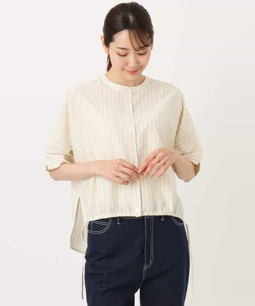 MK MICHEL KLEIN / エムケーミッシェルクラン カットソー | 先染めストライプ柄ドロストデザインカットソー/洗える | 詳細16