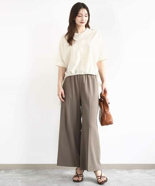 MK MICHEL KLEIN / エムケーミッシェルクラン カットソー | 先染めストライプ柄ドロストデザインカットソー/洗える | 詳細2