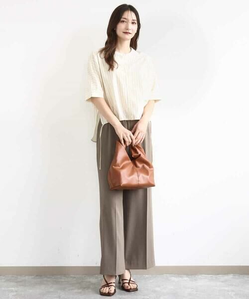 MK MICHEL KLEIN / エムケーミッシェルクラン カットソー | 先染めストライプ柄ドロストデザインカットソー/洗える | 詳細3