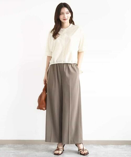 MK MICHEL KLEIN / エムケーミッシェルクラン カットソー | 先染めストライプ柄ドロストデザインカットソー/洗える | 詳細4