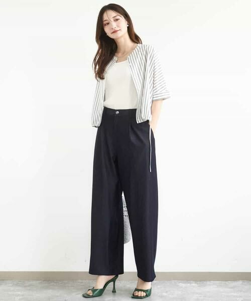 MK MICHEL KLEIN / エムケーミッシェルクラン カットソー | 先染めストライプ柄ドロストデザインカットソー/洗える | 詳細6