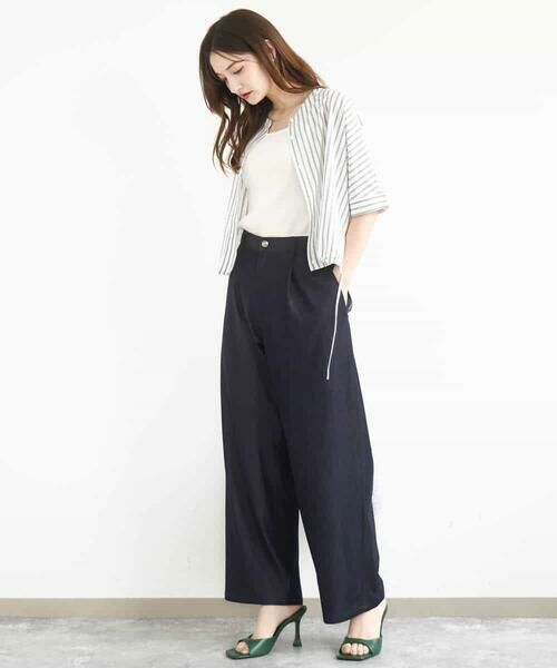 MK MICHEL KLEIN / エムケーミッシェルクラン カットソー | 先染めストライプ柄ドロストデザインカットソー/洗える | 詳細7