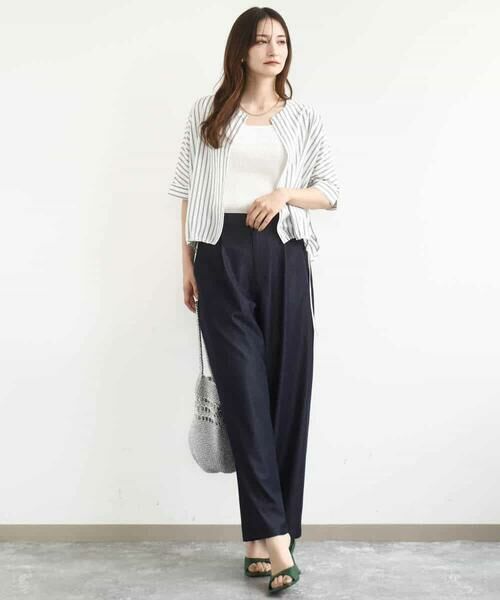 MK MICHEL KLEIN / エムケーミッシェルクラン カットソー | 先染めストライプ柄ドロストデザインカットソー/洗える | 詳細8