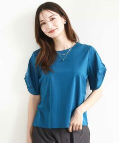 MK MICHEL KLEIN / エムケーミッシェルクラン カットソー | タックスリーブポンチカットソー/接触冷感/洗える