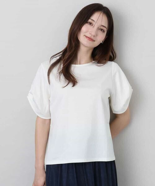 MK MICHEL KLEIN / エムケーミッシェルクラン カットソー | タックスリーブポンチカットソー/接触冷感/洗える | 詳細1