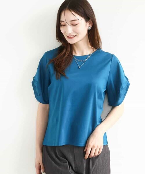 MK MICHEL KLEIN / エムケーミッシェルクラン カットソー | タックスリーブポンチカットソー/接触冷感/洗える | 詳細9