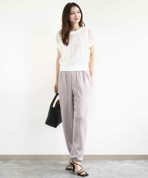 MK MICHEL KLEIN / エムケーミッシェルクラン その他パンツ | サテンヴィンテージ調ワイドパンツ/接触冷感/洗える | 詳細13