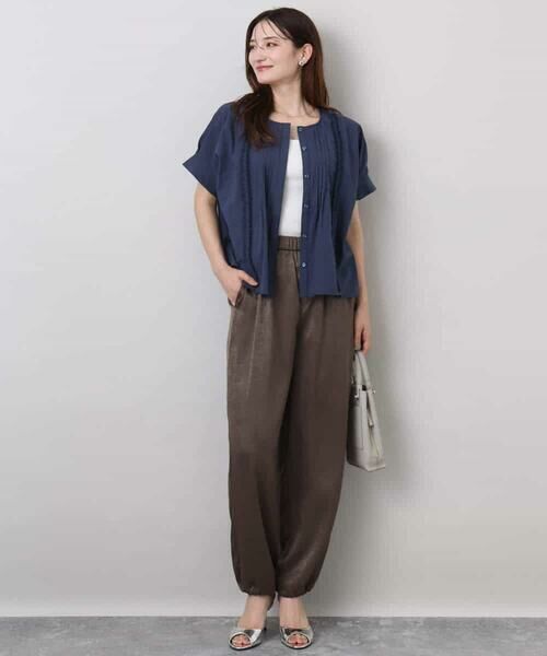 MK MICHEL KLEIN / エムケーミッシェルクラン その他パンツ | サテンヴィンテージ調ワイドパンツ/接触冷感/洗える | 詳細3