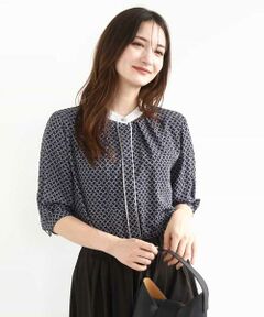 MK MICHEL KLEIN / エムケーミッシェルクラン シャツ・ブラウス | 幾何プリント配色ブラウス/接触冷感/洗える
