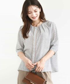 MK MICHEL KLEIN / エムケーミッシェルクラン シャツ・ブラウス | 幾何プリント配色ブラウス/接触冷感/洗える
