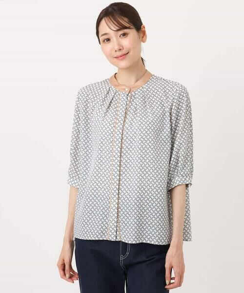 MK MICHEL KLEIN / エムケーミッシェルクラン シャツ・ブラウス | 幾何プリント配色ブラウス/接触冷感/洗える | 詳細10