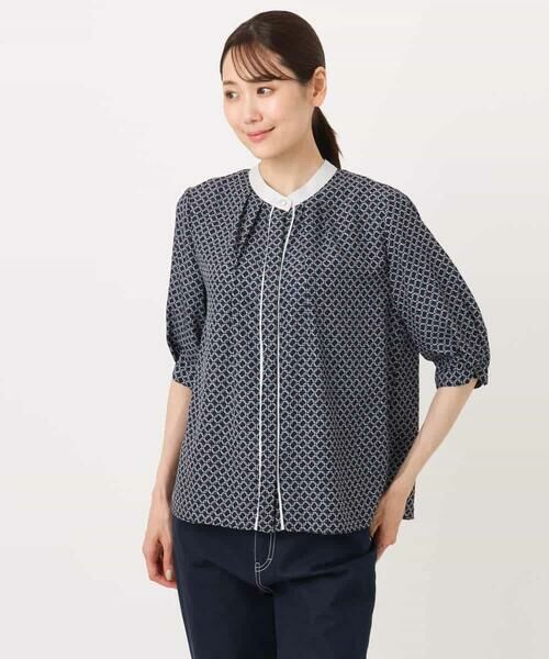 MK MICHEL KLEIN / エムケーミッシェルクラン シャツ・ブラウス | 幾何プリント配色ブラウス/接触冷感/洗える | 詳細19