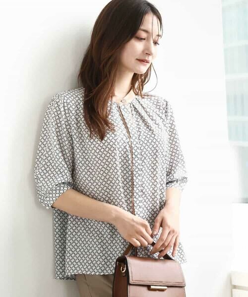 MK MICHEL KLEIN / エムケーミッシェルクラン シャツ・ブラウス | 幾何プリント配色ブラウス/接触冷感/洗える | 詳細5