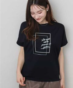 MK MICHEL KLEIN / エムケーミッシェルクラン カットソー | フレームロゴデザインTシャツ/UVカット/接触冷感/洗える