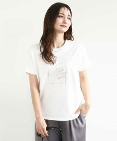 MK MICHEL KLEIN / エムケーミッシェルクラン カットソー | フレームロゴデザインTシャツ/UVカット/接触冷感/洗える