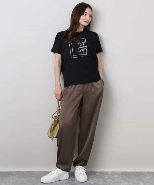 MK MICHEL KLEIN / エムケーミッシェルクラン カットソー | フレームロゴデザインTシャツ/UVカット/接触冷感/洗える | 詳細2