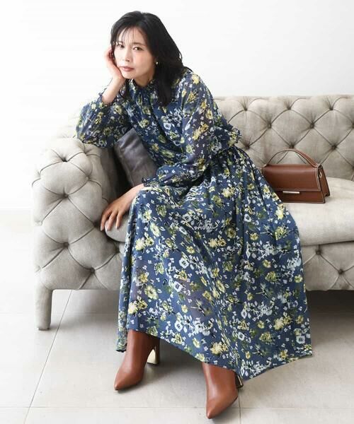 MK MICHEL KLEIN / エムケーミッシェルクラン シャツ・ブラウス | クラシックフラワープリント シフォンブラウス/洗える | 詳細13