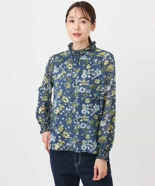 MK MICHEL KLEIN / エムケーミッシェルクラン シャツ・ブラウス | クラシックフラワープリント シフォンブラウス/洗える | 詳細16