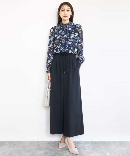 MK MICHEL KLEIN / エムケーミッシェルクラン シャツ・ブラウス | クラシックフラワープリント シフォンブラウス/洗える | 詳細2