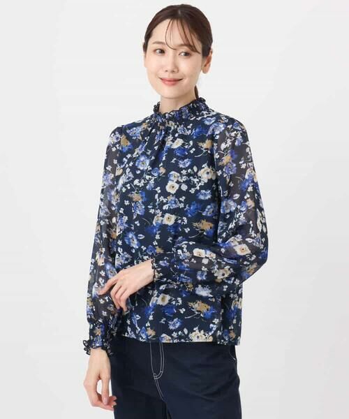 MK MICHEL KLEIN / エムケーミッシェルクラン シャツ・ブラウス | クラシックフラワープリント シフォンブラウス/洗える | 詳細24