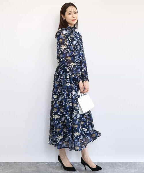 MK MICHEL KLEIN / エムケーミッシェルクラン シャツ・ブラウス | クラシックフラワープリント シフォンブラウス/洗える | 詳細6