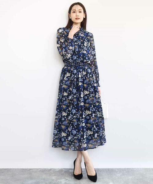 MK MICHEL KLEIN / エムケーミッシェルクラン シャツ・ブラウス | クラシックフラワープリント シフォンブラウス/洗える | 詳細7