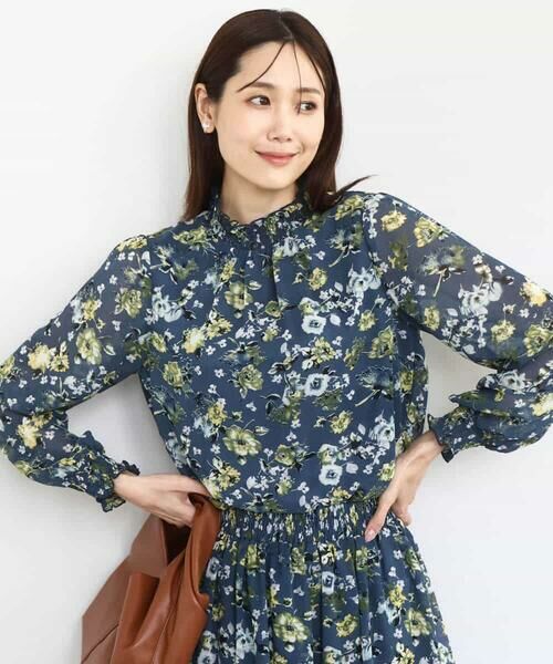 MK MICHEL KLEIN / エムケーミッシェルクラン シャツ・ブラウス | クラシックフラワープリント シフォンブラウス/洗える | 詳細8