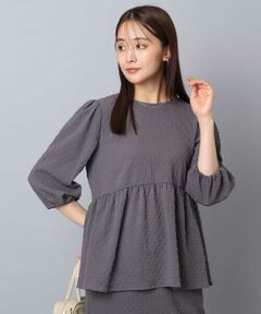 MK MICHEL KLEIN / エムケーミッシェルクラン シャツ・ブラウス | エンボス加工ペプラムブラウス/洗える