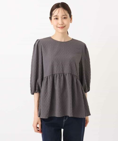 MK MICHEL KLEIN / エムケーミッシェルクラン シャツ・ブラウス | エンボス加工ペプラムブラウス/洗える | 詳細12