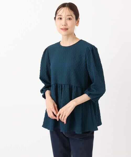 MK MICHEL KLEIN / エムケーミッシェルクラン シャツ・ブラウス | エンボス加工ペプラムブラウス/洗える | 詳細20