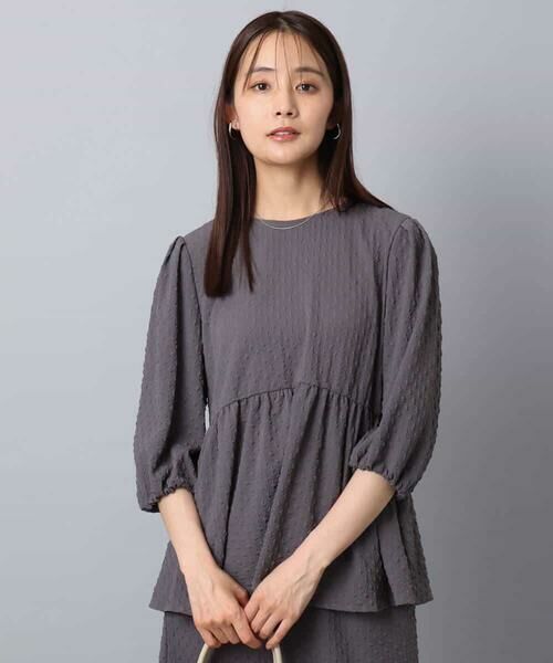 MK MICHEL KLEIN / エムケーミッシェルクラン シャツ・ブラウス | エンボス加工ペプラムブラウス/洗える | 詳細5