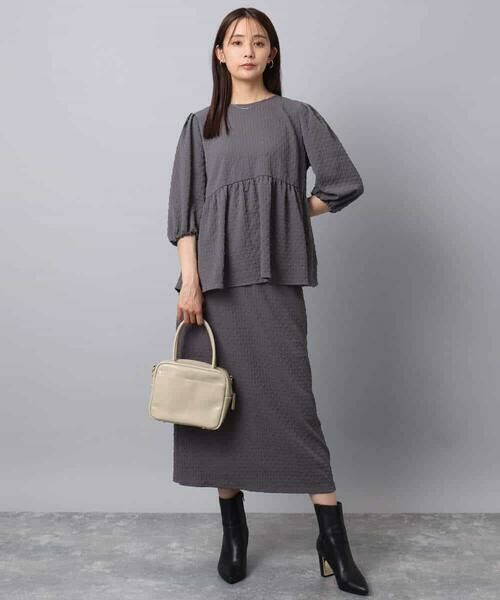 MK MICHEL KLEIN / エムケーミッシェルクラン シャツ・ブラウス | エンボス加工ペプラムブラウス/洗える | 詳細6