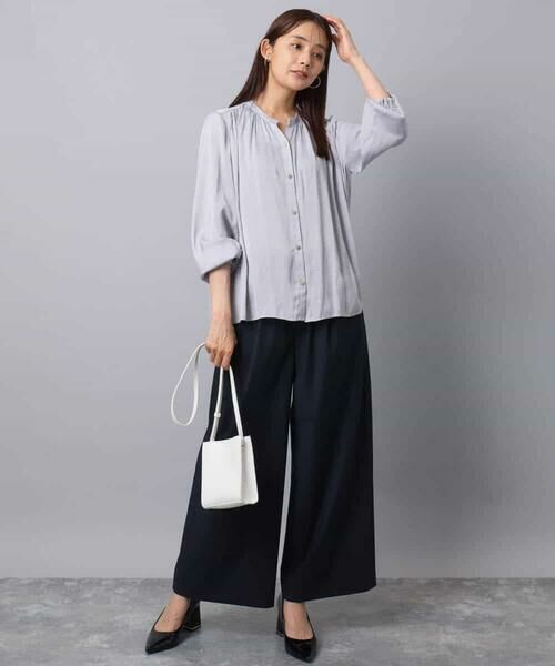 MK MICHEL KLEIN / エムケーミッシェルクラン シャツ・ブラウス | 起毛サテン スキッパーデザインブラウス/洗える | 詳細15