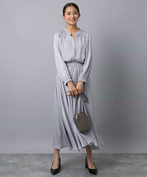 MK MICHEL KLEIN / エムケーミッシェルクラン シャツ・ブラウス | 起毛サテン スキッパーデザインブラウス/洗える | 詳細17