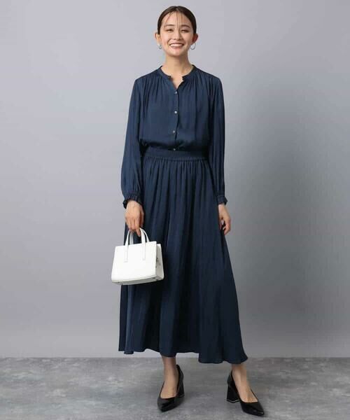 MK MICHEL KLEIN / エムケーミッシェルクラン シャツ・ブラウス | 起毛サテン スキッパーデザインブラウス/洗える | 詳細2