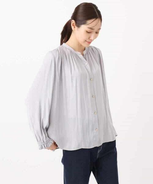 MK MICHEL KLEIN / エムケーミッシェルクラン シャツ・ブラウス | 起毛サテン スキッパーデザインブラウス/洗える | 詳細21