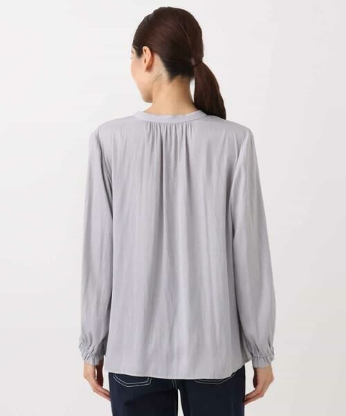 MK MICHEL KLEIN / エムケーミッシェルクラン シャツ・ブラウス | 起毛サテン スキッパーデザインブラウス/洗える | 詳細23