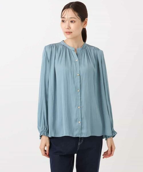 MK MICHEL KLEIN / エムケーミッシェルクラン シャツ・ブラウス | 起毛サテン スキッパーデザインブラウス/洗える | 詳細29