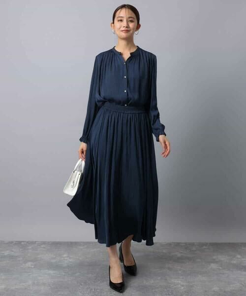 MK MICHEL KLEIN / エムケーミッシェルクラン シャツ・ブラウス | 起毛サテン スキッパーデザインブラウス/洗える | 詳細3