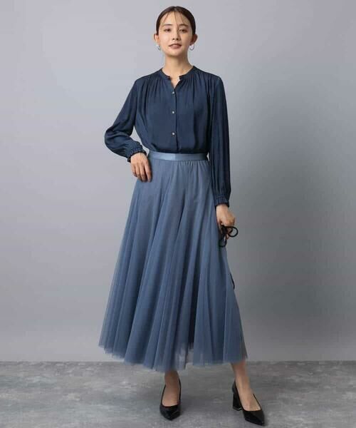 MK MICHEL KLEIN / エムケーミッシェルクラン シャツ・ブラウス | 起毛サテン スキッパーデザインブラウス/洗える | 詳細6